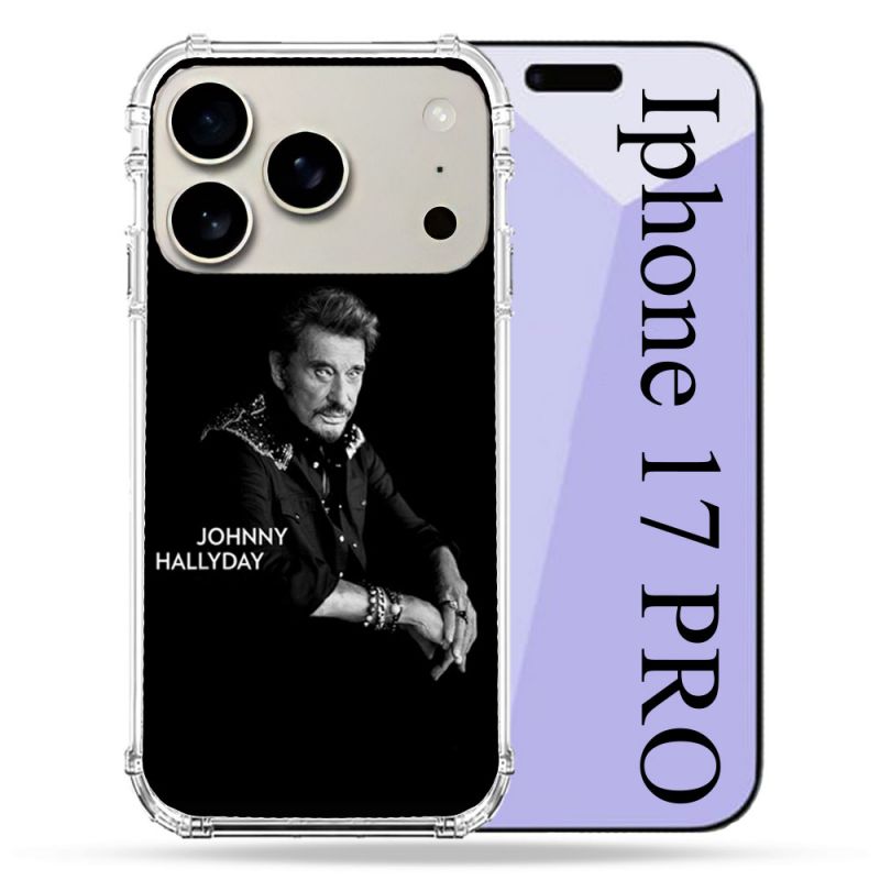 Coque Renforcée Magsafe Pour Iphone 17 Pro Musique Johnny Hallyday Noir