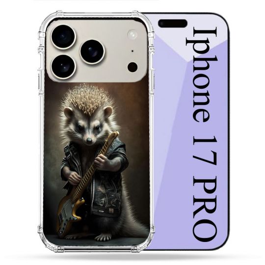 Coque Renforcée Magsafe Pour Iphone 17 Pro Musique Rock Herisson