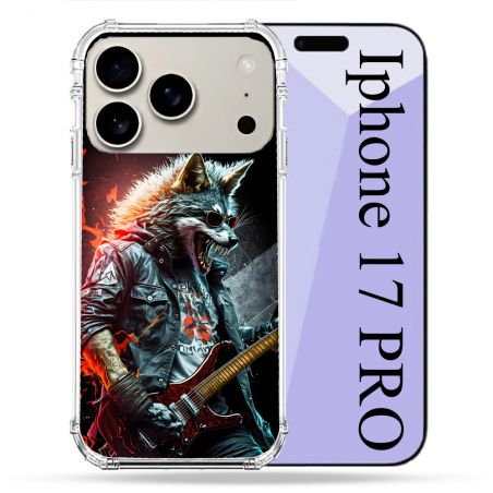 Coque Renforcée Magsafe Pour Iphone 17 Pro Musique Rock Loup