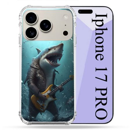 Coque Renforcée Magsafe Pour Iphone 17 Pro Musique Rock Requin