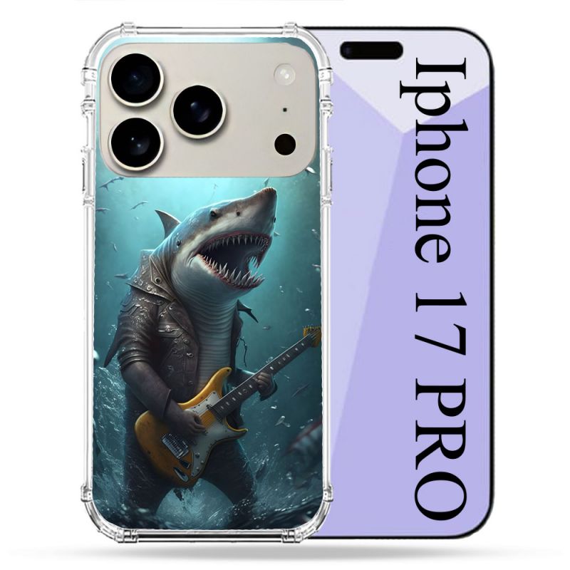 Coque Renforcée Magsafe Pour Iphone 17 Pro Musique Rock Requin