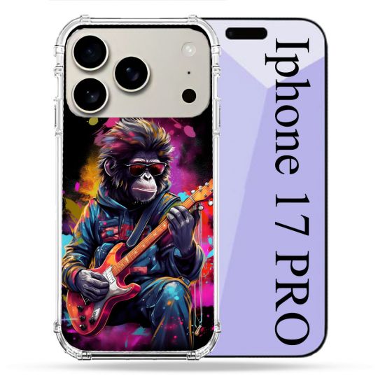 Coque Renforcée Magsafe Pour Iphone 17 Pro Musique Rock Singe