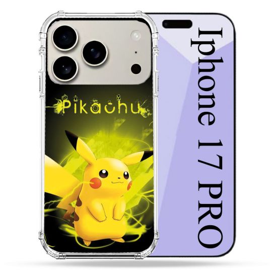 Coque Renforcée Magsafe Pour Iphone 17 Pro Pokemon Pikachu Eclair