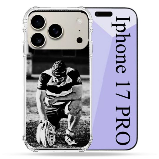 Coque Renforcée Magsafe Pour Iphone 17 Pro Sport Rugby Noir Blanc