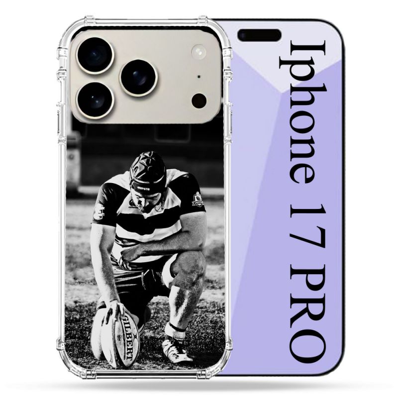 Coque Renforcée Magsafe Pour Iphone 17 Pro Sport Rugby Noir Blanc