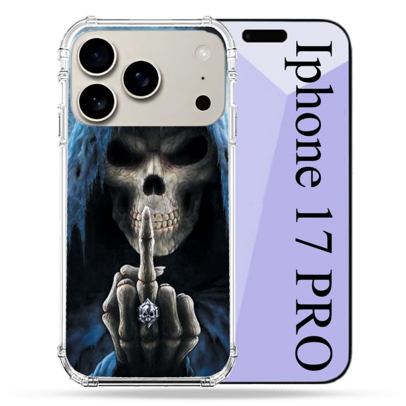 Coque Renforcée Magsafe Pour Iphone 17 Pro Tete de Mort Doigt