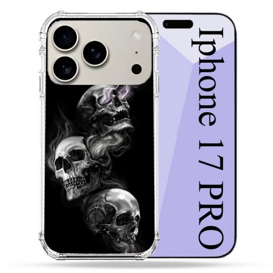 Coque Renforcée Magsafe Pour Iphone 17 Pro Tete de Mort Triple