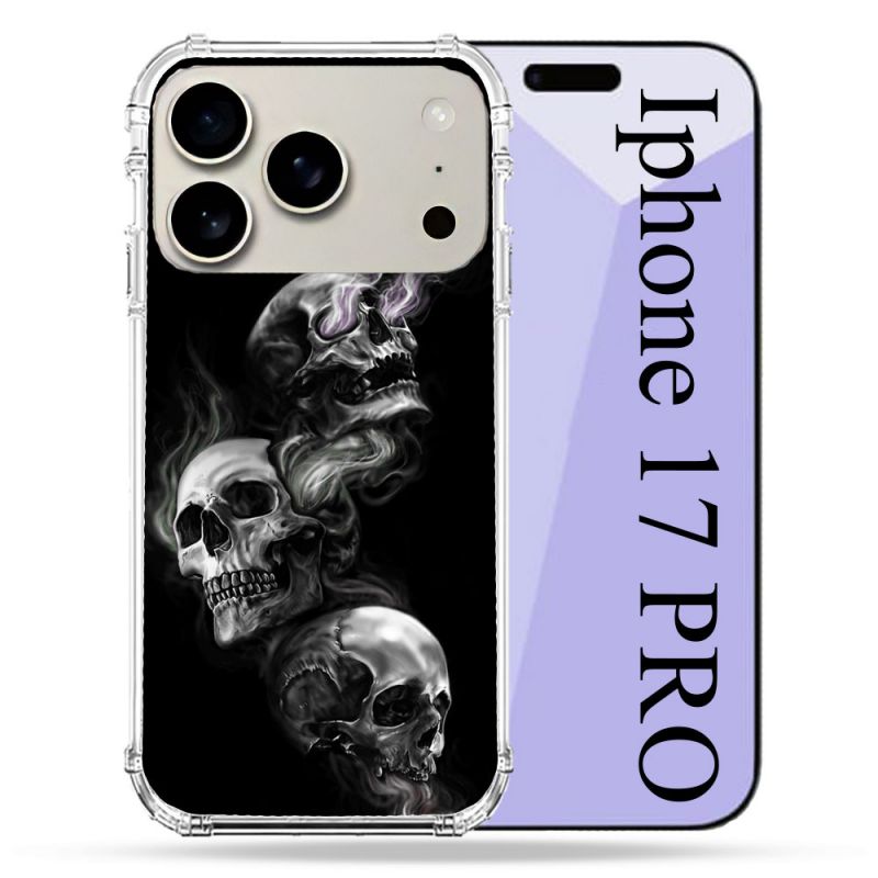 Coque Renforcée Magsafe Pour Iphone 17 Pro Tete de Mort Triple