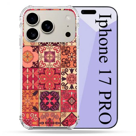 Coque Renforcée Magsafe Pour Iphone 17 Pro Texture Carreau Ciment Rouge