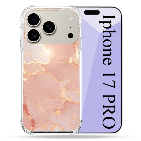 Coque Renforcée Magsafe Pour Iphone 17 Pro Texture Marbre Rose