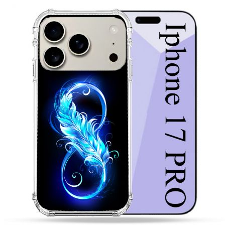 Coque Renforcée Magsafe Pour Iphone 17 Pro Texture Plume Infini Bleu