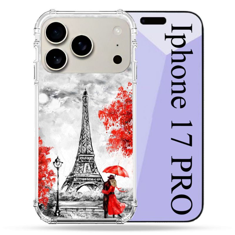 Coque Renforcée Magsafe Pour Iphone 17 Pro Voyage France Paris Rouge