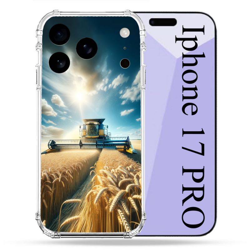 Coque Renforcée Pour Iphone 17 Pro Agriculture Moissonneuse Blé