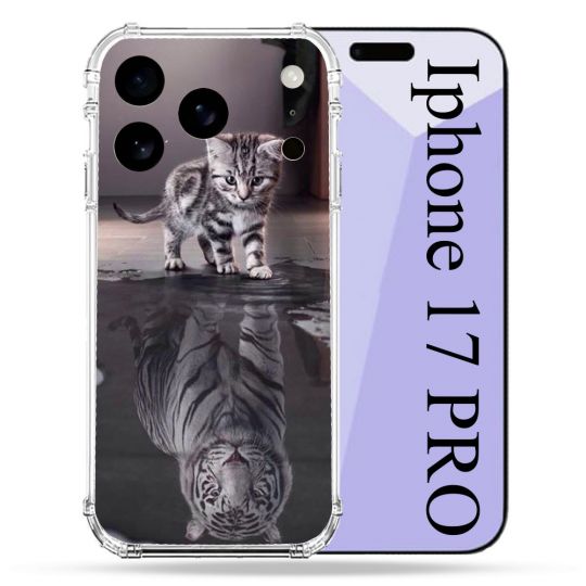 Coque Renforcée Pour Iphone 17 Pro Animal Chat Reflet