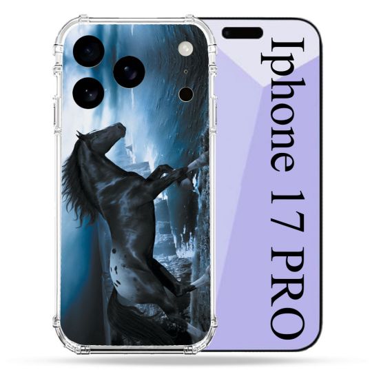 Coque Renforcée Pour Iphone 17 Pro Animal Cheval Noir
