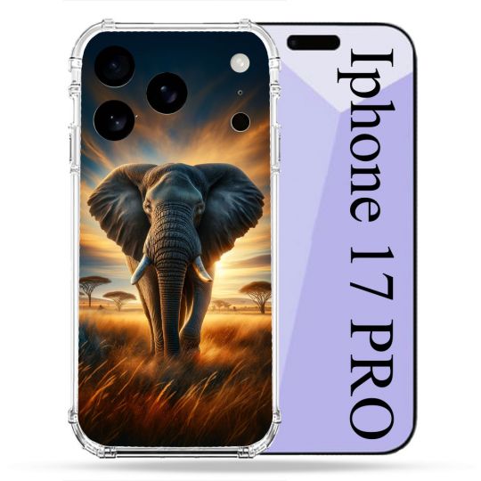 Coque Renforcée Pour Iphone 17 Pro Animal Elephant Savane