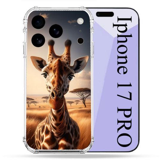 Coque Renforcée Pour Iphone 17 Pro Animal Girafe Savane