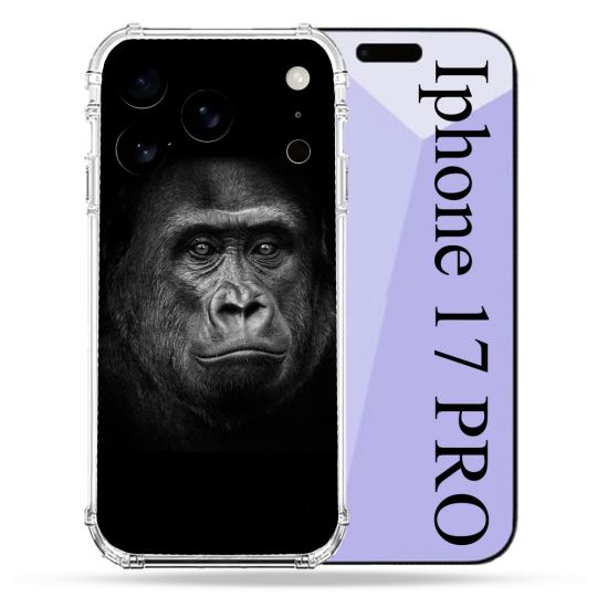Coque Renforcée Pour Iphone 17 Pro Animal Gorille Noir