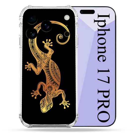 Coque Renforcée Pour Iphone 17 Pro Animal Lezard Noir