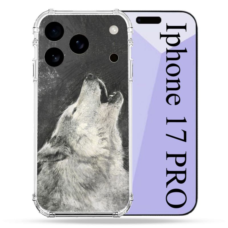 Coque Renforcée Pour Iphone 17 Pro Animal Loup Hurlement