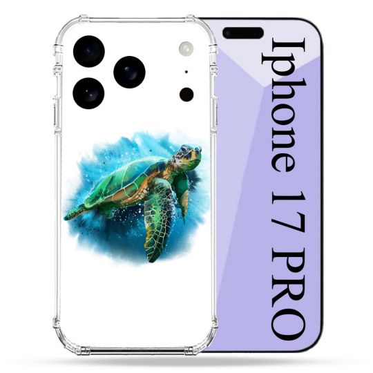 Coque Renforcée Pour Iphone 17 Pro Animal Tortue Blanche multicolore
