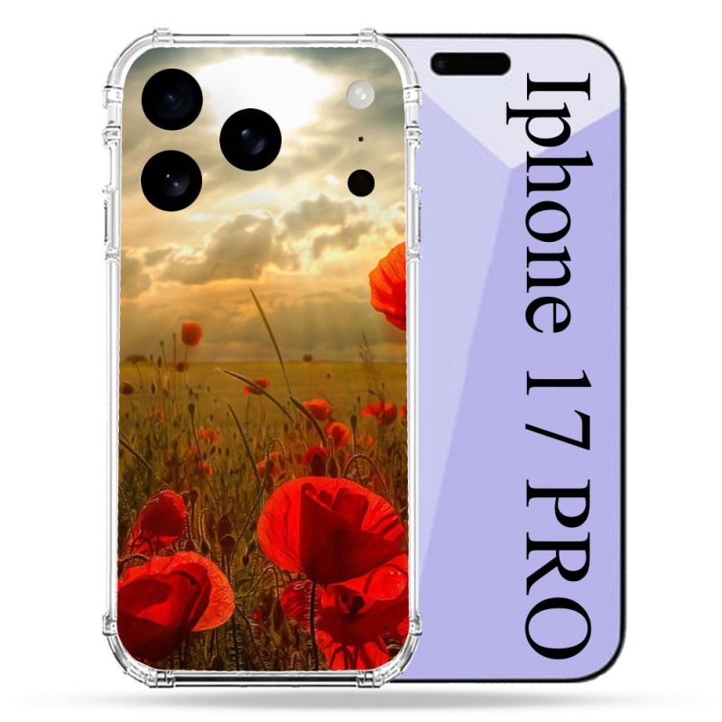 Coque Renforcée Pour Iphone 17 Pro Fleur Coquelicot