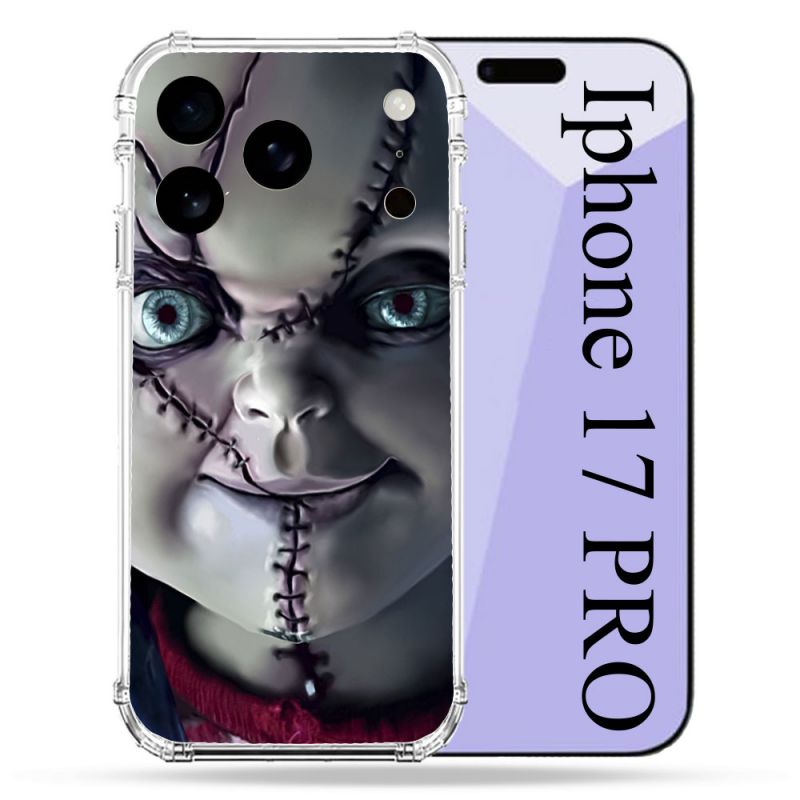 Coque Renforcée Pour Iphone 17 Pro Horreur Chucky Cicatrice