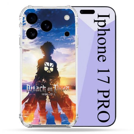 Coque Renforcée Pour Iphone 17 Pro Manga Attaque Titans Soleil