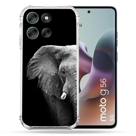 Coque Renforcée Pour Motorola G56 5G Animal Elephant Noir