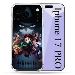 Coque Renforcée Pour Iphone 17 Pro Manga Demon Slayer Noir