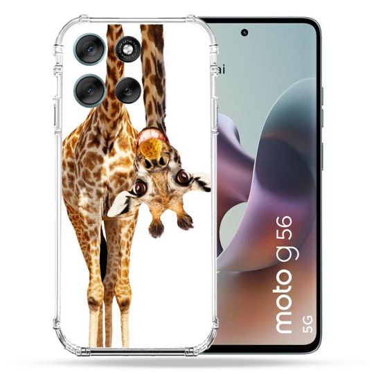 Coque Renforcée Pour Motorola G56 5G Animal Girafe Blanche