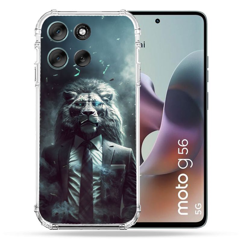 Coque Renforcée Pour Motorola G56 5G Animal Lion Business