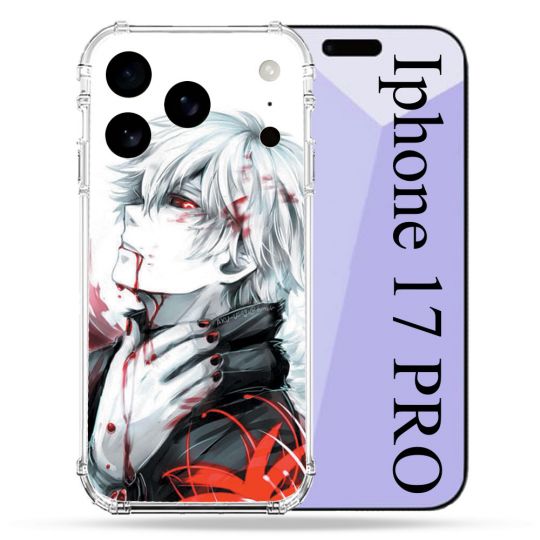 Coque Renforcée Pour Iphone 17 Pro Manga Tokyo Ghoul Kaneki Blanc