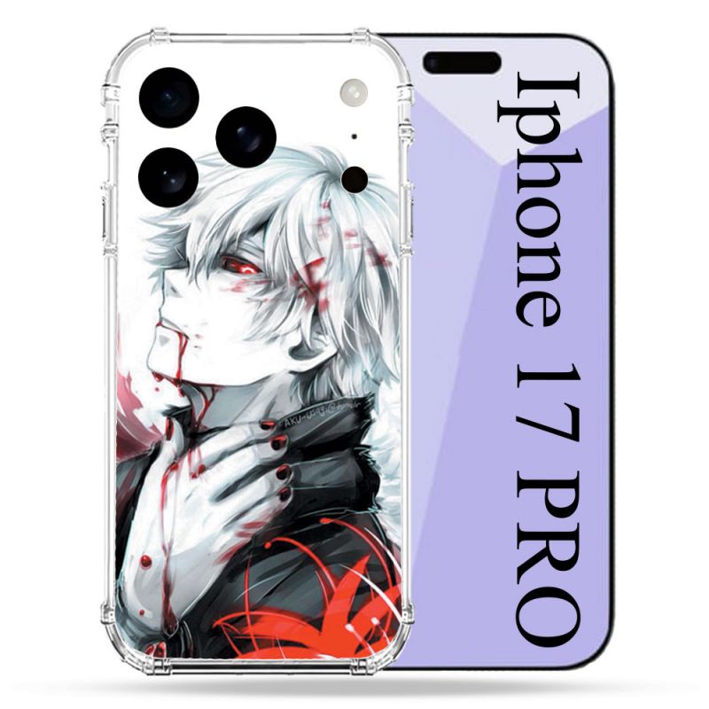 Coque Renforcée Pour Iphone 17 Pro Manga Tokyo Ghoul Kaneki Blanc