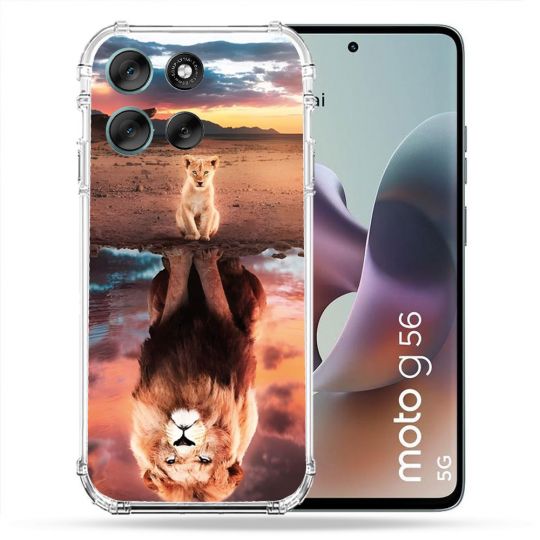 Coque Renforcée Pour Motorola G56 5G Animal Lion Reflet