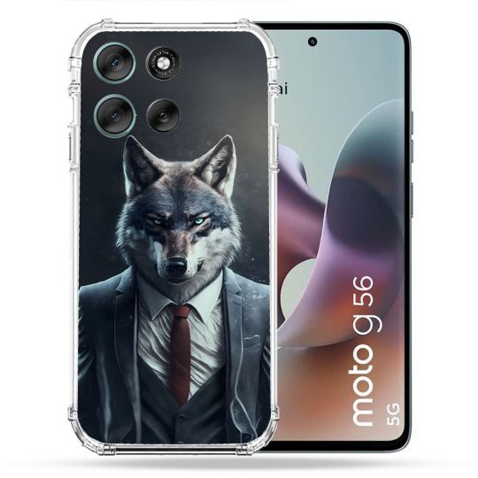 Coque Renforcée Pour Motorola G56 5G Animal Loup Business