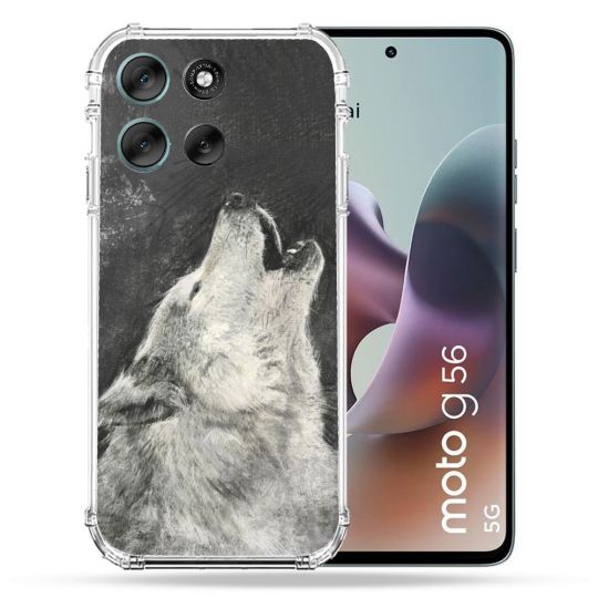 Coque Renforcée Pour Motorola G56 5G Animal Loup Hurlement