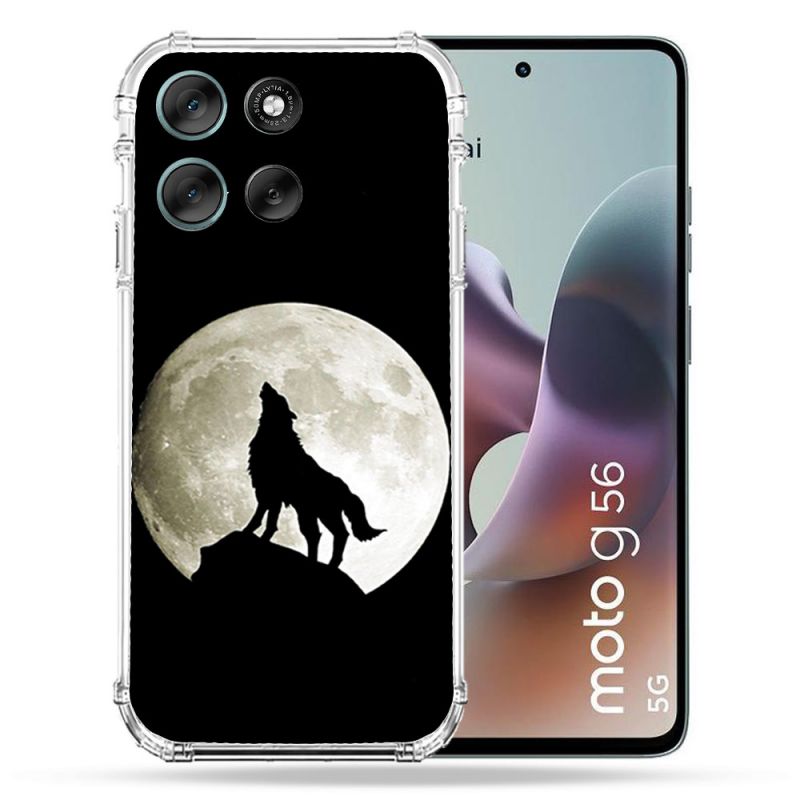 Coque Renforcée Pour Motorola G56 5G Animal Loup Noir