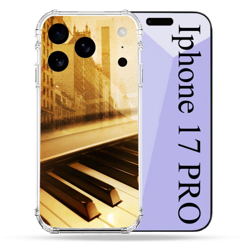 Coque Renforcée Pour Iphone 17 Pro Musique Piano Retro