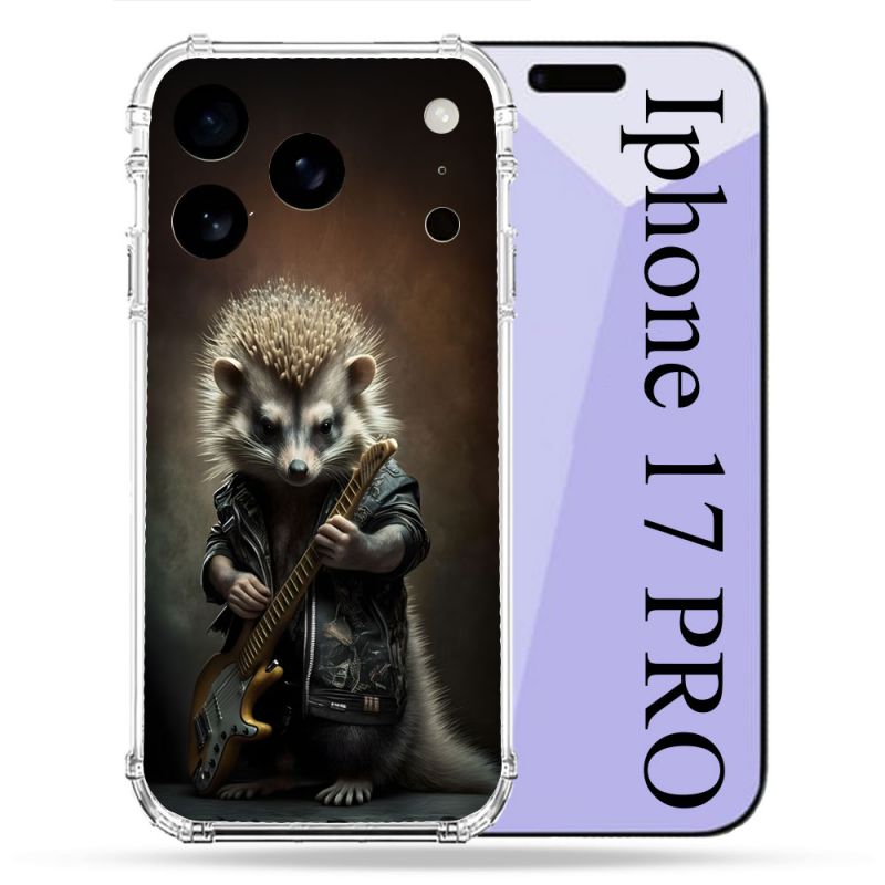 Coque Renforcée Pour Iphone 17 Pro Musique Rock Herisson