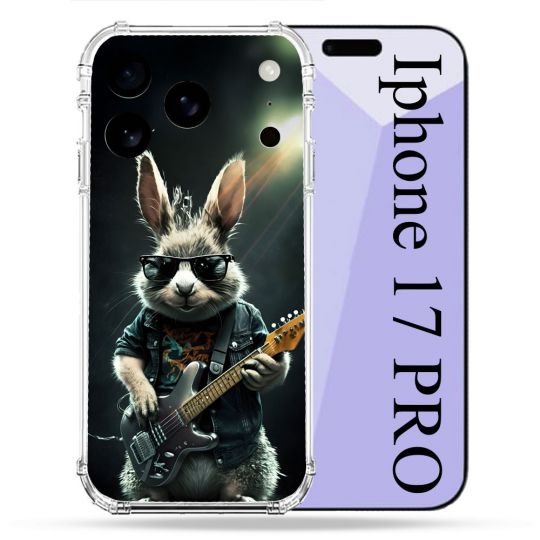 Coque Renforcée Pour Iphone 17 Pro Musique Rock Lapin