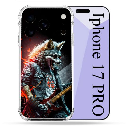 Coque Renforcée Pour Iphone 17 Pro Musique Rock Loup