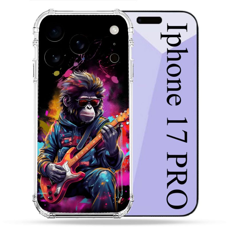Coque Renforcée Pour Iphone 17 Pro Musique Rock Singe