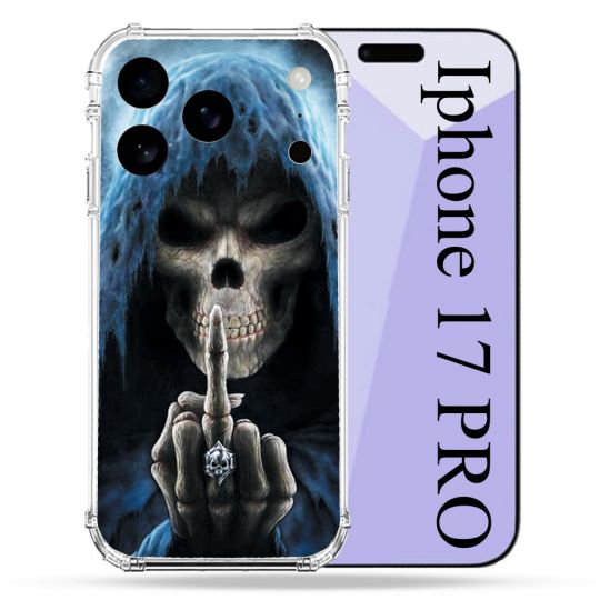 Coque Renforcée Pour Iphone 17 Pro Tete de Mort Doigt