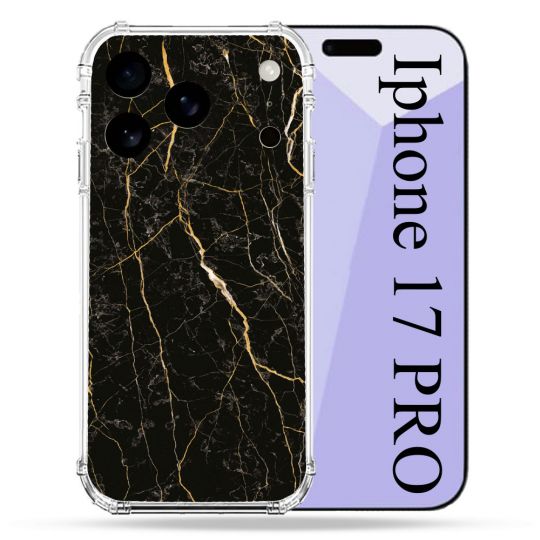 Coque Renforcée Pour Iphone 17 Pro Texture Marbre Noir