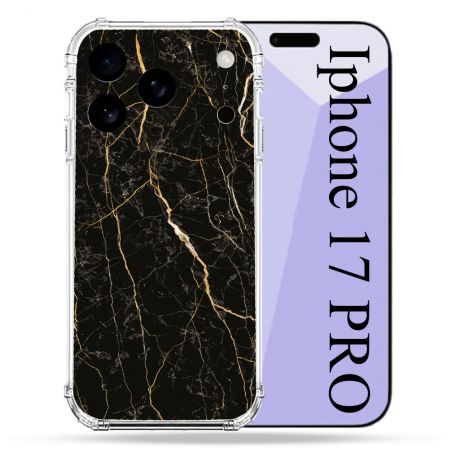 Coque Renforcée Pour Iphone 17 Pro Texture Marbre Noir