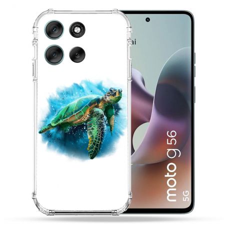 Coque Renforcée Pour Motorola G56 5G Animal Tortue Blanche multicolore