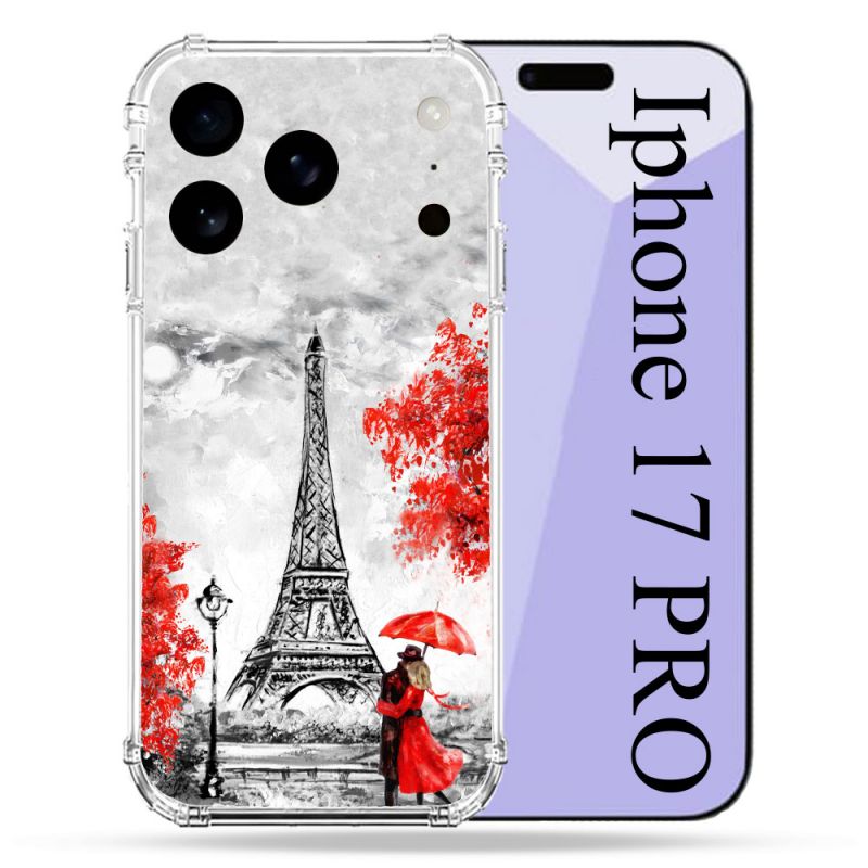 Coque Renforcée Pour Iphone 17 Pro Voyage France Paris Rouge