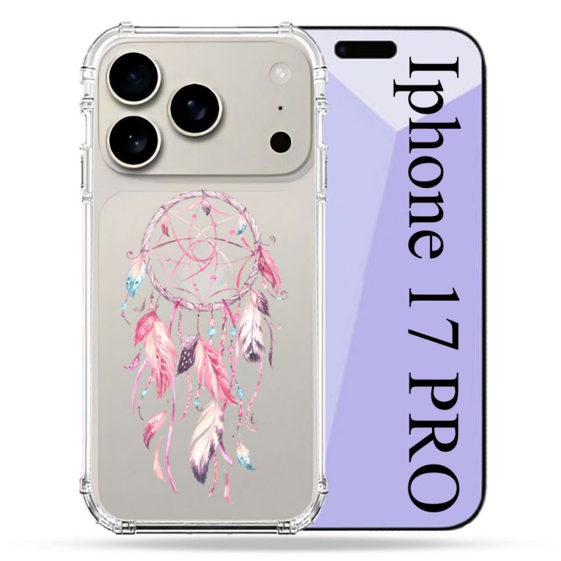 Coque Renforcée Transparente Pour Iphone 17 Pro Attrape Reve Rose