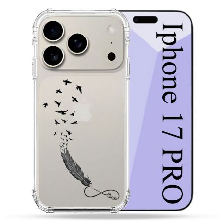 Coque Renforcée Transparente Pour Iphone 17 Pro Plume Infini